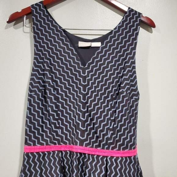 eShakti Women's Fit and Flare Retro Zig Zag Sleeveless Dress Black Gray Sz 6? - Picture 14 of 14